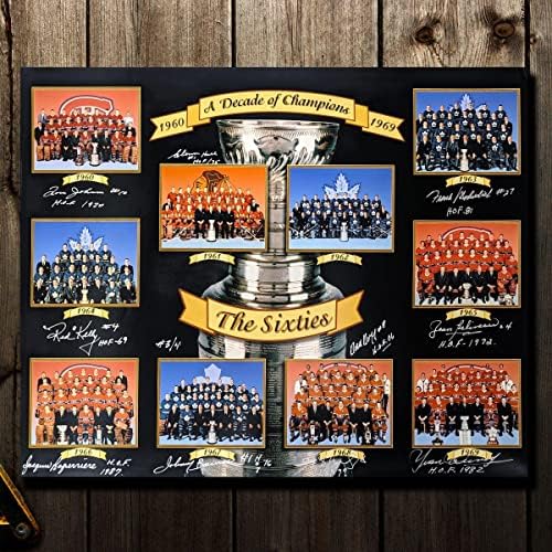 שישה מקוריים של אלופת גביע סטנלי ציר זמן חתימה 16x20 חתומה על ידי 10 - תמונות NHL עם חתימה