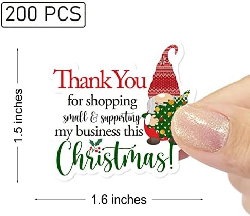 200 יחידות תודה לך תמיכה שלי עסקים מדבקות,חמוד קטן מעטפות מדבקות עבור חבילות/מוצרים בעבודת יד/שקיות, נושא חג המולד חנות חותמות