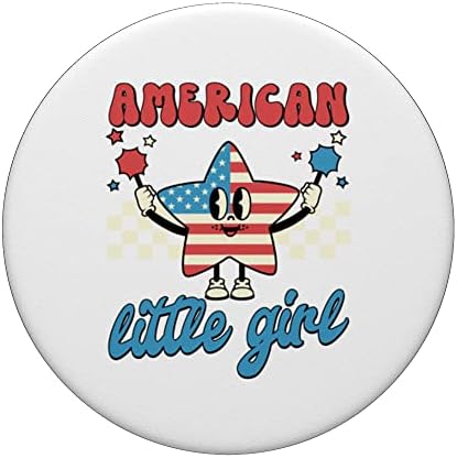 הילדה הקטנה האמריקאית גרובי רטרו סטאר ארהב דגל 4 ביולי Popsockets Popgrip הניתן להחלפה