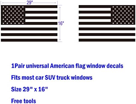 ZXIAOCHUN 1PAIR מדבקות חלון דגל אמריקאי למשאיות רכבי שטח, דגל ארהב אוניברסלי מדבקת ויניל מדבקה בחינם כלי התקנה מט שחור