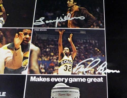 1978-79 אלופי NBA Seattle Supersonics חתימה תצלום פוסטר 17x22 עם 9 חתימות בסך הכל כולל פרד בראון ולני וילקנס MCS Holo 51046 - תמונות