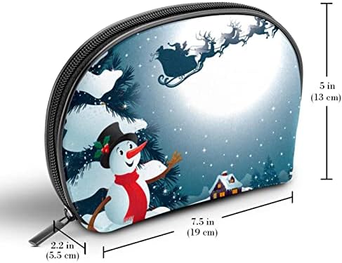תיק טיול טיול תלייה, מארגן איפור נייד, מחזיק קוסמטיקה למברשות סט, עגלת איילים חג המולד של איש שלג מצויר