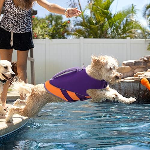 מעיל הצלה לכלבים של קוויממור, אפוד חיי כלבים לשייט שחייה, מעילי הצלה לכלבים גדולים, אפודים לחיות חיית מחמד עם סגול הצלה חזק, 2xl