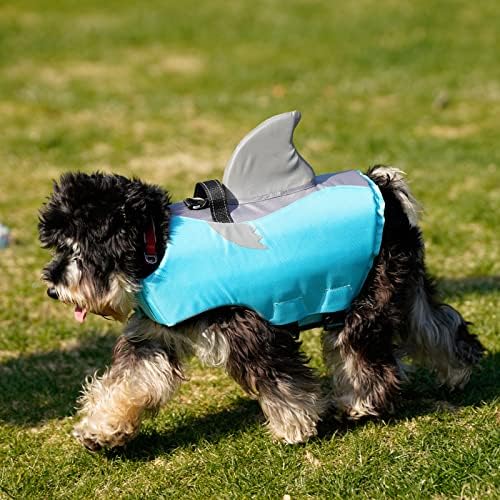 ז'קט הצלה לכלב חיית מחמד שחייה של כריש שחייה אפוד בטיחות עם ידית, רפלקטיבית, מתכווננת, לכלבים קטנים בינוניים גדולים